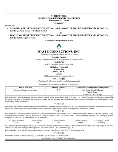 Thumbnail Waste Connections Quarterly Report 2026-q2