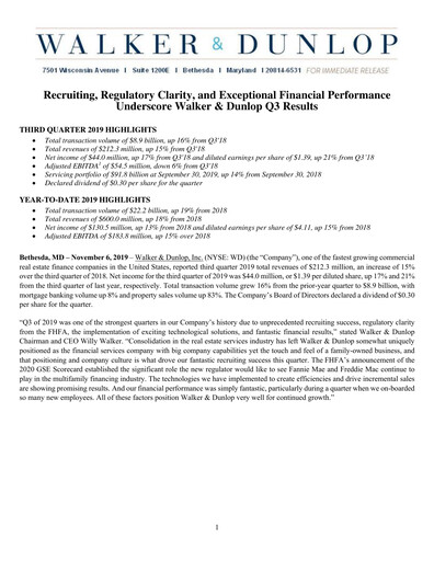 Thumbnail Walker & Dunlop

 Quarterly Report 2019-q3