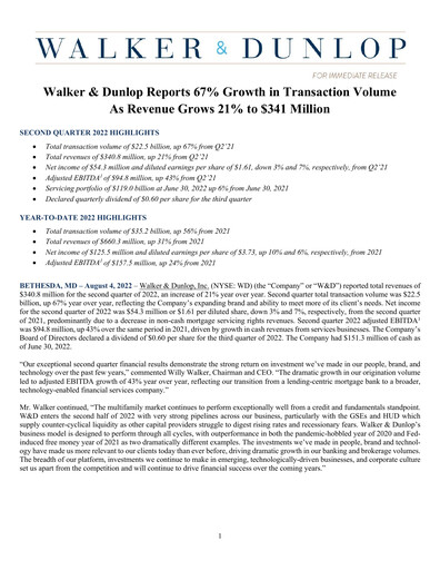 Thumbnail Walker & Dunlop

 Quarterly Report 2022-q2