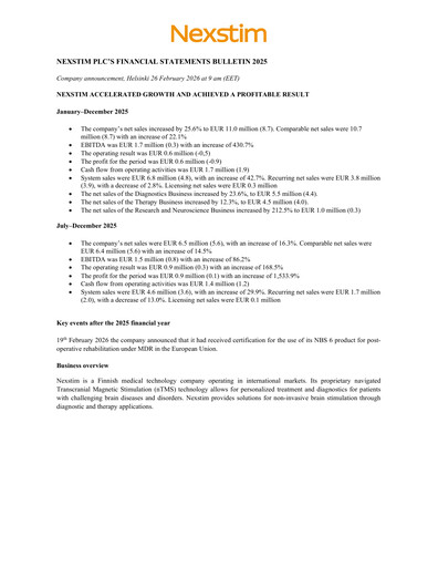 Thumbnail Nexstim Financial Report 2025