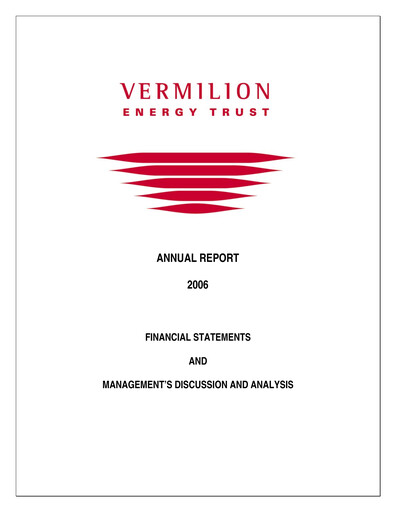 Thumbnail Vermilion Energy
 Annual Report 2006