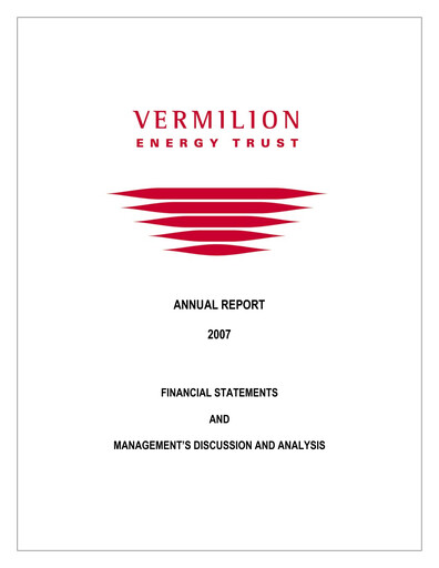 Thumbnail Vermilion Energy
 Annual Report 2007