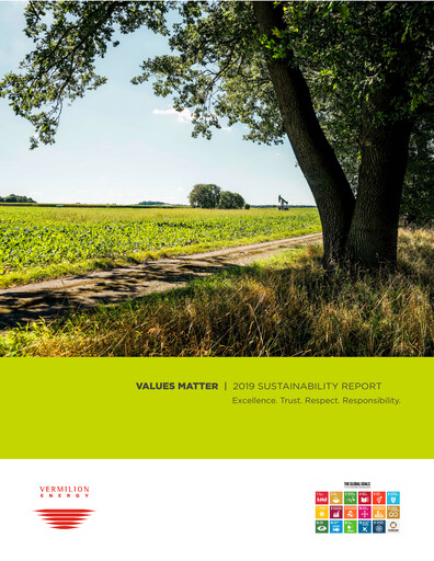 Thumbnail Vermilion Energy
 Sustainability Report 2019