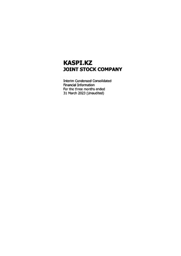 Miniature Kaspi.kz Joint Stock Company Bilan financier 2023-q1