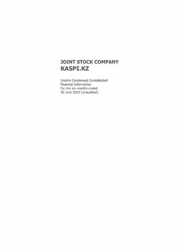 Thumbnail Kaspi.kz Joint Stock Company Financial Statement 2025-h1