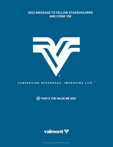 Miniature Valmont Industries
 Rapport annuel 2022