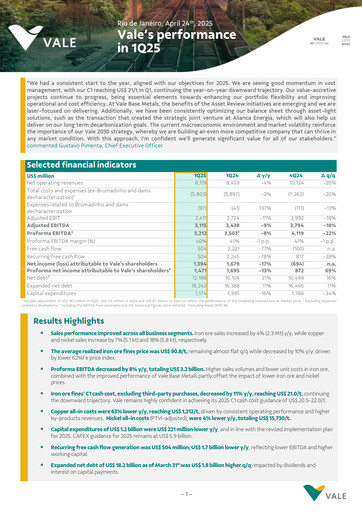 Thumbnail Vale Quarterly Report 2025-q1