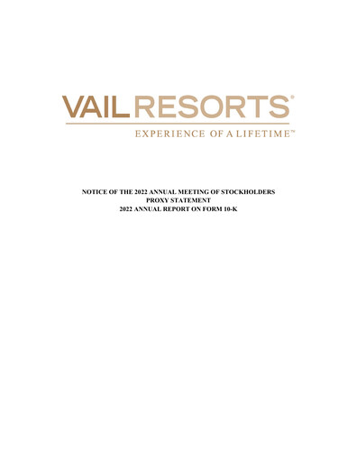 Thumbnail Vail Resorts
 Annual Report 2022