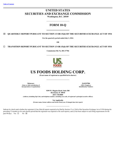 Thumbnail US Foods Quarterly Report 2016-q2