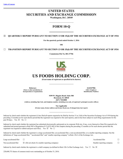 Thumbnail US Foods Quarterly Report 2016-q3