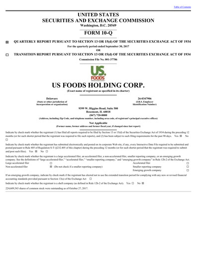 Thumbnail US Foods Quarterly Report 2017-q3