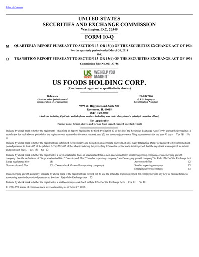Thumbnail US Foods Quarterly Report 2018-q1