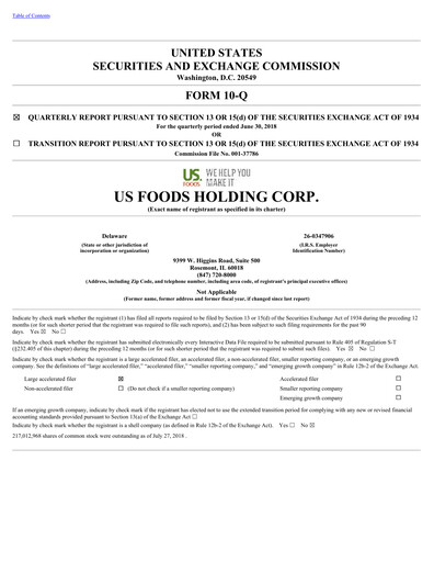 Thumbnail US Foods Quarterly Report 2018-q2