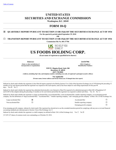 Thumbnail US Foods Quarterly Report 2018-q3