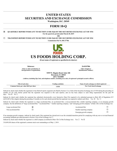 Thumbnail US Foods Quarterly Report 2019-q1