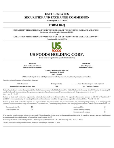Thumbnail US Foods Quarterly Report 2019-q3