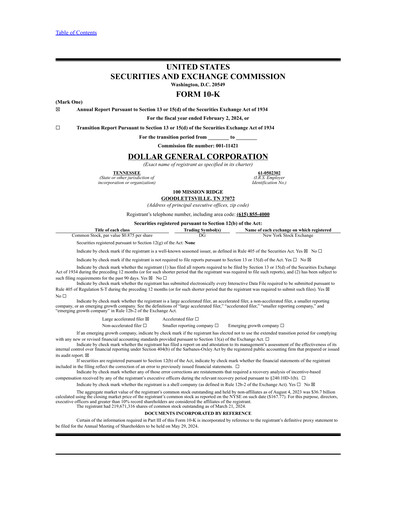 Miniature Dollar General Rapport annuel 2023
