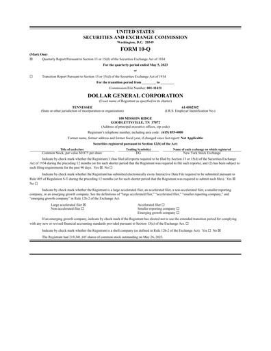 Thumbnail Dollar General Quarterly Report 2023-q1