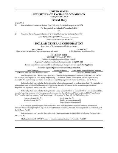 Thumbnail Dollar General Quarterly Report 2023-q3