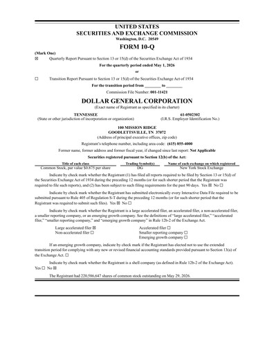 Thumbnail Dollar General Quarterly Report 2026-q1