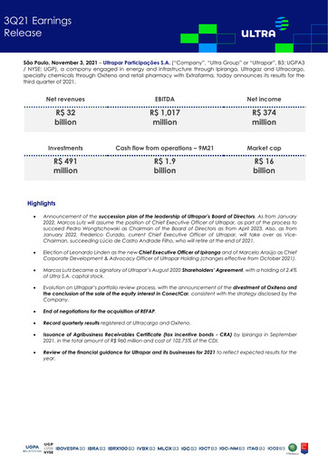 Thumbnail Ultrapar Participacoes Quarterly Report 2021-q3