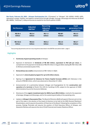 Thumbnail Ultrapar Participacoes Quarterly Report 2024-q4