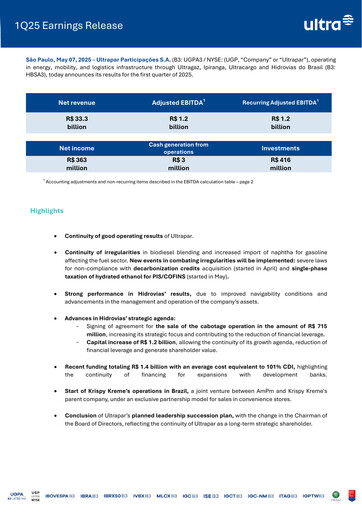 Thumbnail Ultrapar Participacoes Quarterly Report 2025-q1