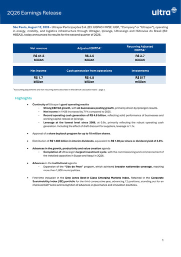 Thumbnail Ultrapar Participacoes Quarterly Report 2026-q2
