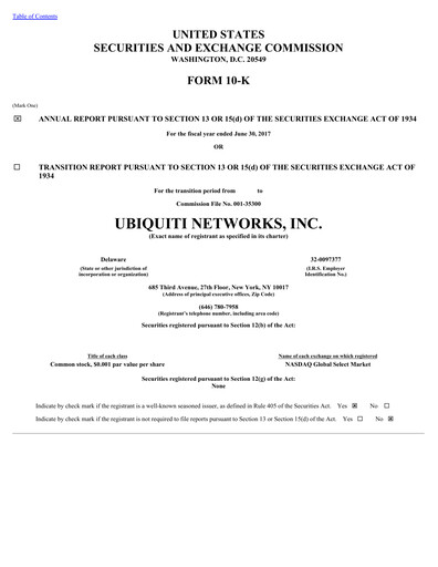 Thumbnail Ubiquiti Annual Report 2017