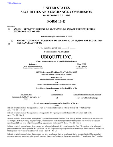 Thumbnail Ubiquiti Annual Report 2022