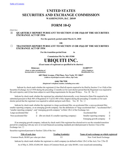 Thumbnail Ubiquiti Quarterly Report 2020-q3