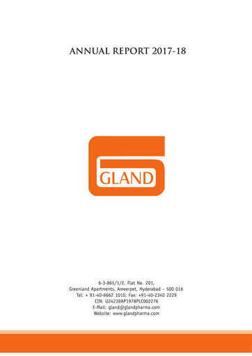 Thumbnail Gland Pharma
 Annual Report 2017-2018