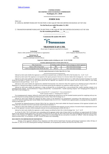 Vorschaubild Transocean Jahresbericht 2022