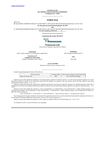 Vorschaubild Transocean Quartalsbericht 2025-q3
