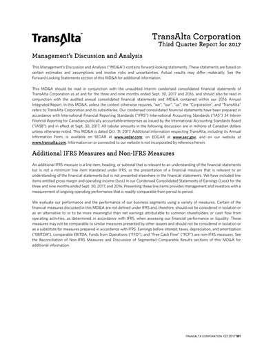 Thumbnail TransAlta Quarterly Report 2017-q3