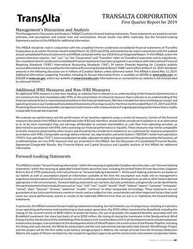 Thumbnail TransAlta Quarterly Report 2019-q1