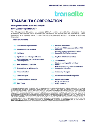 Thumbnail TransAlta Quarterly Report 2023-q1