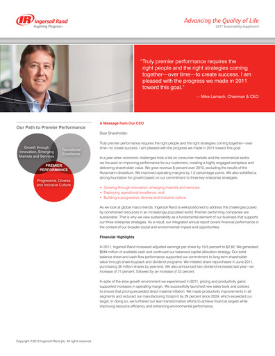 Thumbnail Trane Technologies
 Sustainability Report 2011