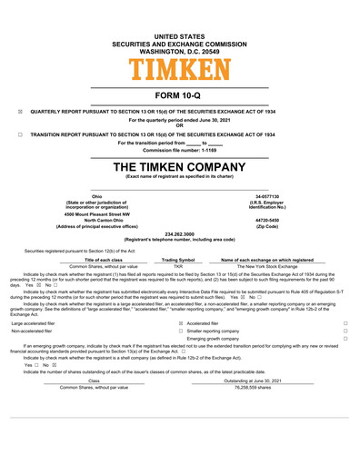 Vorschaubild Timken Company
 Quartalsbericht 2021-q2