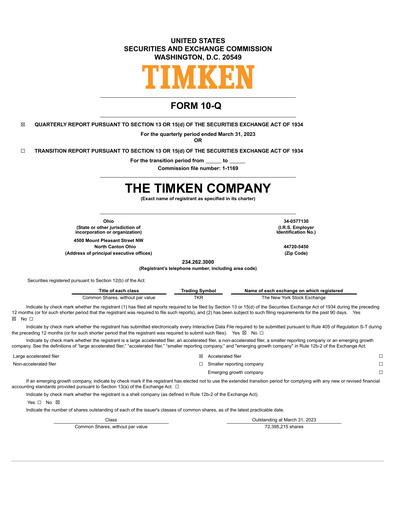 Vorschaubild Timken Company
 Quartalsbericht 2023-q1