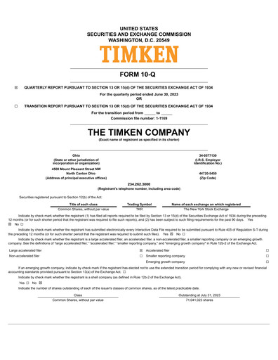 Vorschaubild Timken Company
 Quartalsbericht 2023-q2