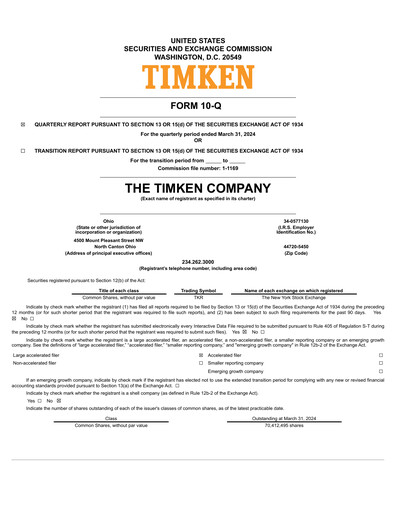 Vorschaubild Timken Company
 Quartalsbericht 2024-q1