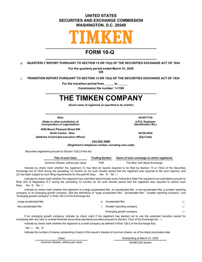 Vorschaubild Timken Company
 Quartalsbericht 2025-q1