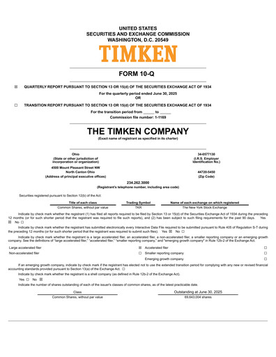 Vorschaubild Timken Company
 Quartalsbericht 2025-q2