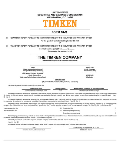 Vorschaubild Timken Company
 Quartalsbericht 2025-q3