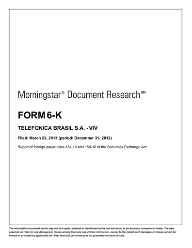 Thumbnail Telefonica Brasil Financial Statement 2012