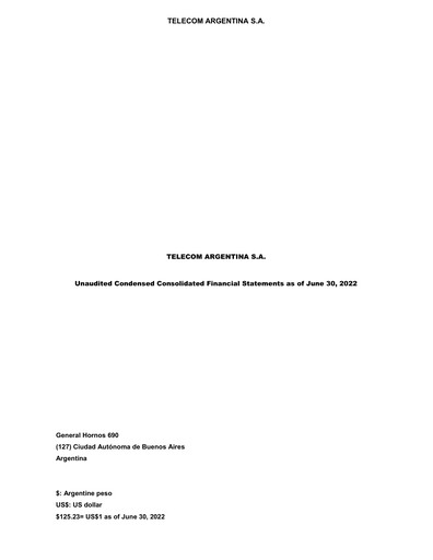 Thumbnail Telecom Argentina
 Financial Statement 2022-q2