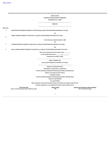 Thumbnail Teekay Tankers Annual Report 2022