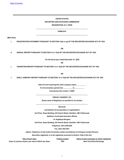Thumbnail Teekay Tankers Annual Report 2025