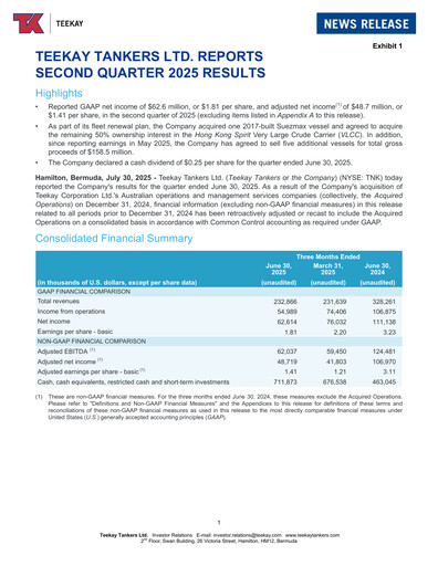 Thumbnail Teekay Tankers Quarterly Report 2025-q2